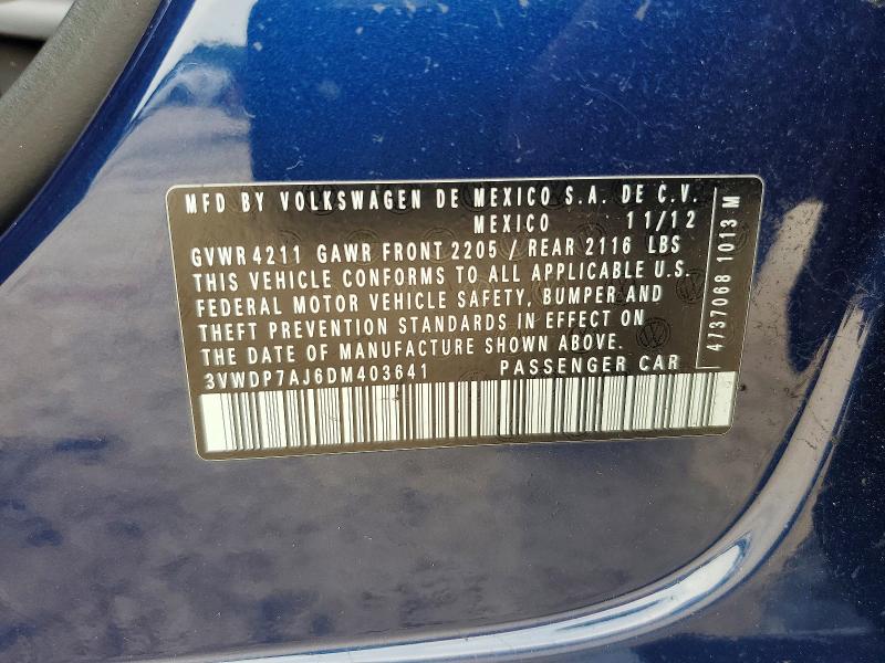 Продажа на аукционе авто 2013 Volkswagen Jetta, vin: 3VWDP7AJ6DM403641, номер лота: 62641226