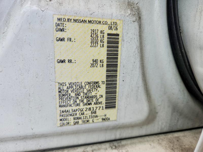 Aukcja sprzedaży 2016 Nissan Altima, vin: 1N4AL3AP7GC281771, numer aukcji: 62863986