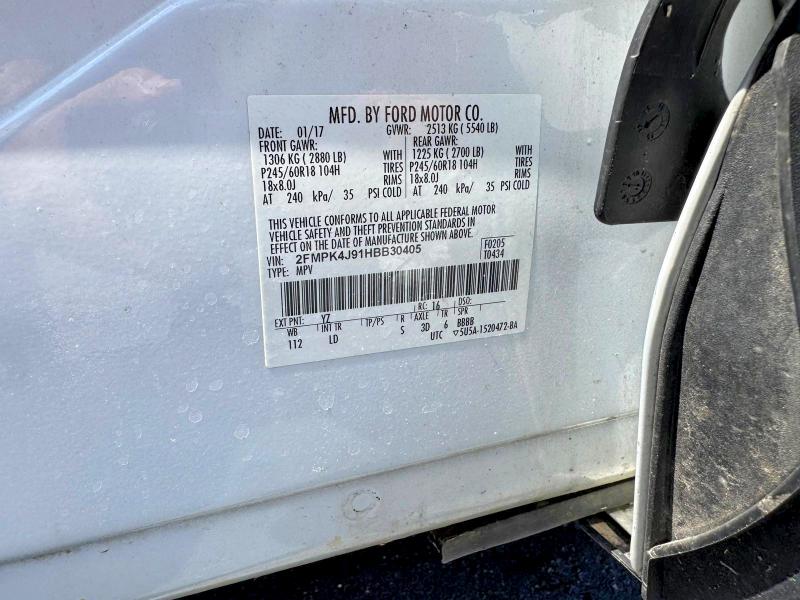 2017 Ford Edge მანქანა იყიდება აუქციონზე, vin: 2FMPK4J91HBB30405, აუქციონის ნომერი: 61315936