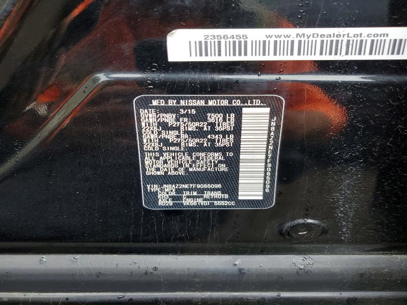 Aukcja sprzedaży 2015 Infiniti Qx80, vin: JN8AZ2NE7F9085096, numer aukcji: 61411406