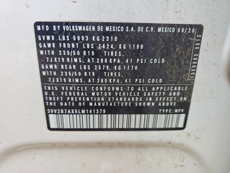 59667016 :رقم المزاد ، 3VV2B7AX5LM141379 vin ، 2020 Volkswagen Tiguan مزاد بيع