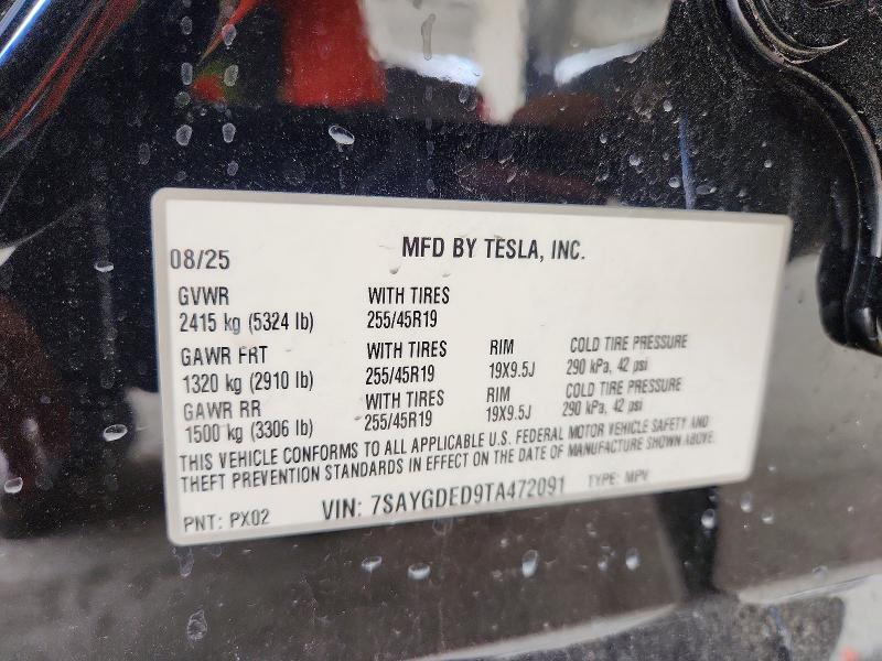 2026 Tesla Model Y მანქანა იყიდება აუქციონზე, vin: 7SAYGDED9TA472091, აუქციონის ნომერი: 59723916
