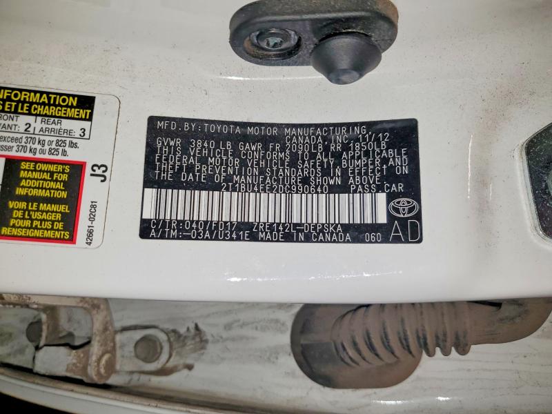 2013 Toyota Corolla მანქანა იყიდება აუქციონზე, vin: 2T1BU4EE2DC990640, აუქციონის ნომერი: 59767886