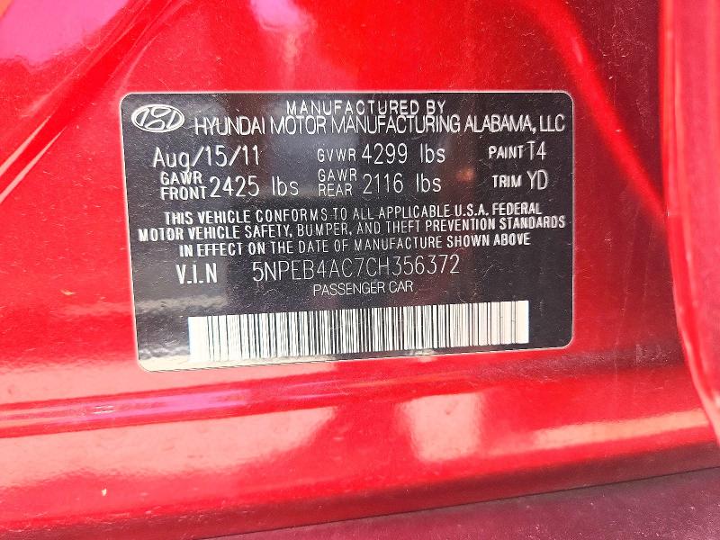 Продаж на аукціоні авто 2012 Hyundai Sonata, vin: 5NPEB4AC7CH356372, номер лоту: 62495976