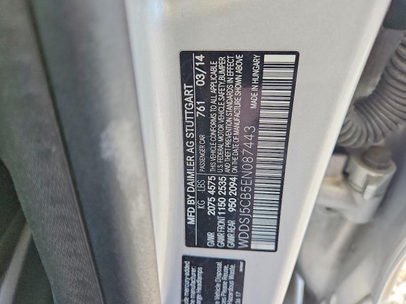 62790006 :رقم المزاد ، WDDSJ5CB5EN087443 vin ، 2014 Mercedes-benz Cla مزاد بيع