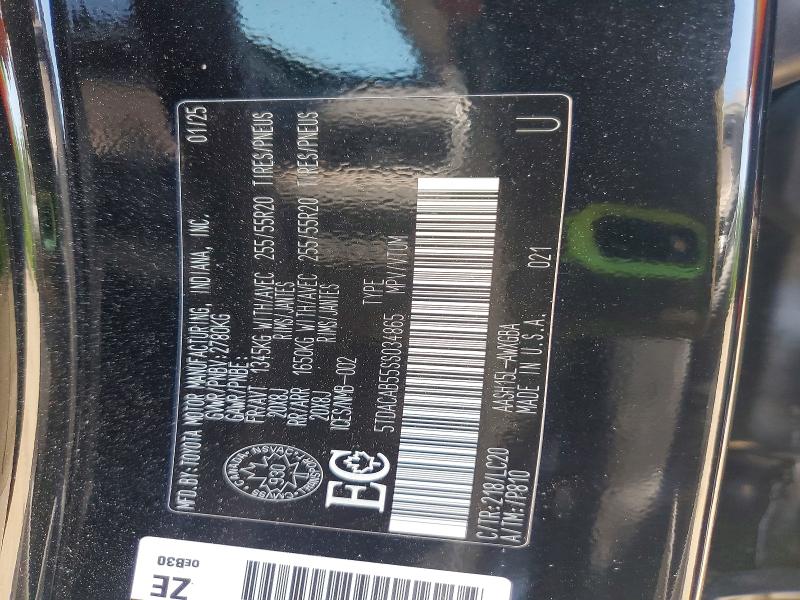 2025 Toyota Grand Highlander Hybrid მანქანა იყიდება აუქციონზე, vin: 5TDACAB55SS034865, აუქციონის ნომერი: 59170176