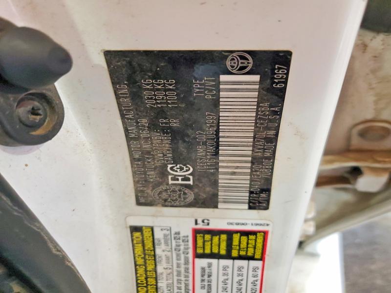 2020 Toyota Camry მანქანა იყიდება აუქციონზე, vin: 4T1G11AK0LU961997, აუქციონის ნომერი: 62745846