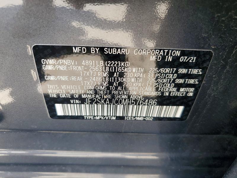 Продажа на аукционе авто 2021 Subaru Forester, vin: JF2SKAJC0MH576486, номер лота: 61759226