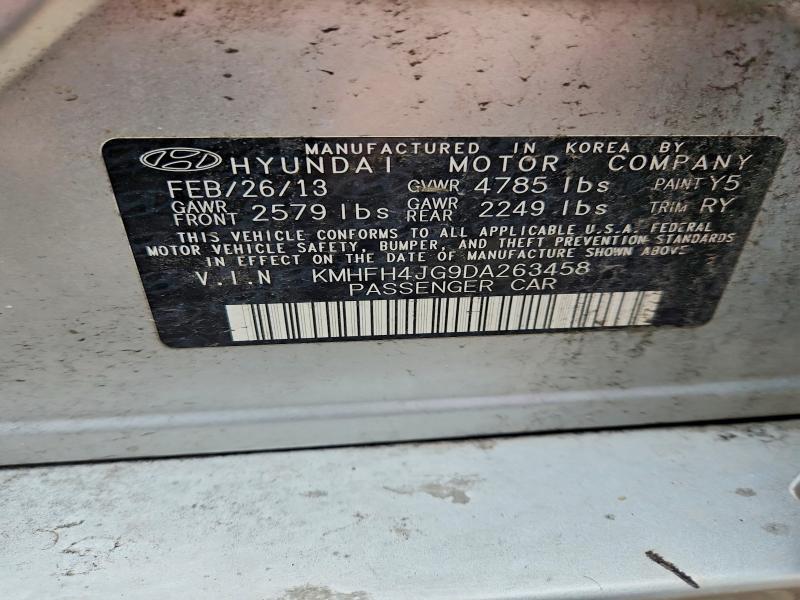 61139446 :رقم المزاد ، KMHFH4JG9DA263458 vin ، 2013 Hyundai Azera مزاد بيع