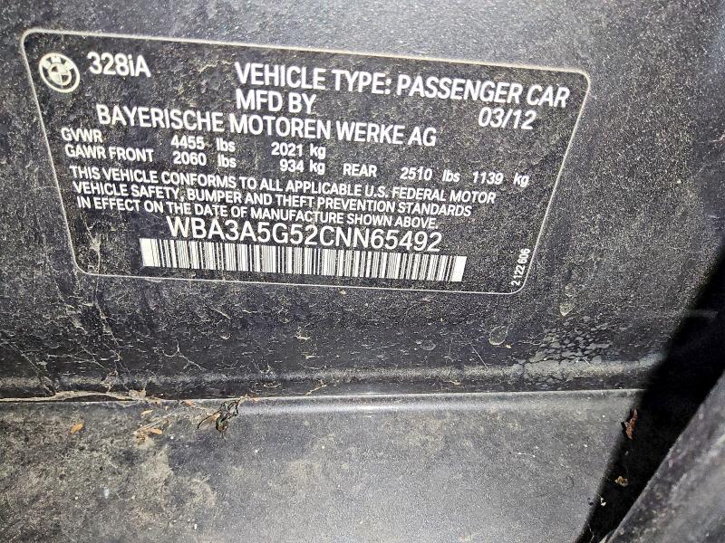 Продажа на аукционе авто 2012 Bmw 328, vin: WBA3A5G52CNN65492, номер лота: 62791686