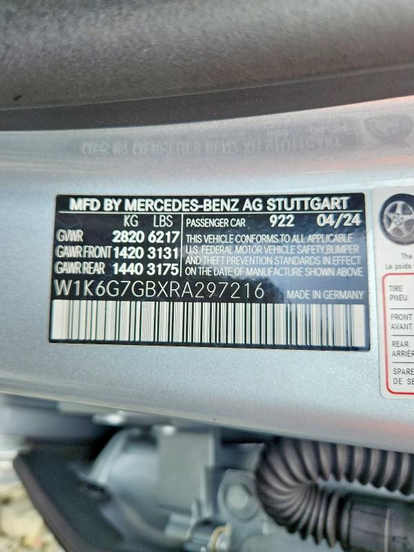 2024 Mercedes-benz S მანქანა იყიდება აუქციონზე, vin: W1K6G7GBXRA297216, აუქციონის ნომერი: 61762416