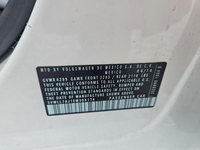 2014 Volkswagen Jetta მანქანა იყიდება აუქციონზე, vin: 3VWLL7AJ1EM309174, აუქციონის ნომერი: 63434856