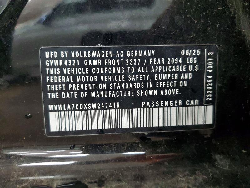 Aukcja sprzedaży 2025 Volkswagen Gti, vin: WVWLA7CDXSW247415, numer aukcji: 63266346