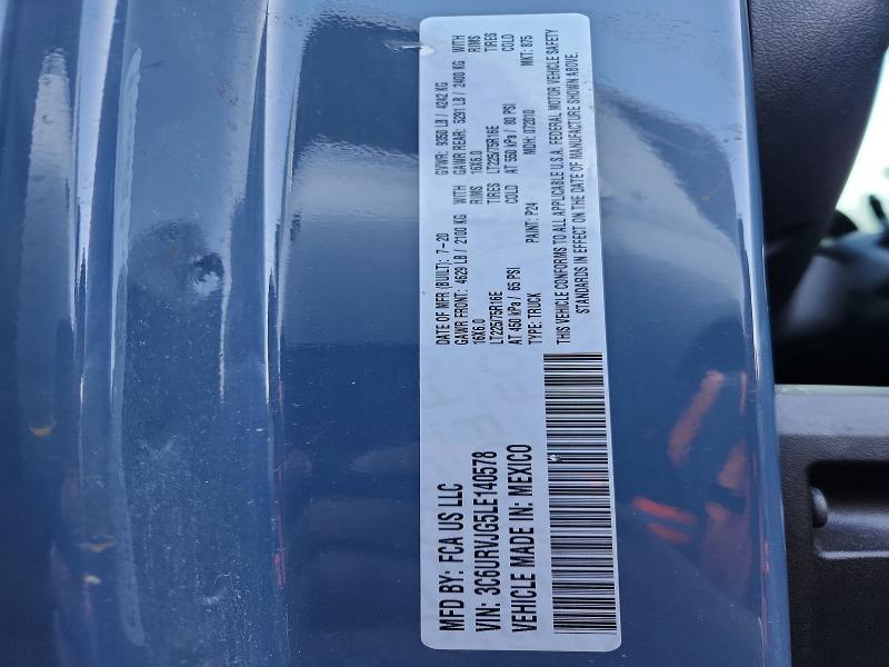 61879216 :رقم المزاد ، 3C6URVJG5LE140578 vin ، 2020 Ram Promaster 3500 مزاد بيع