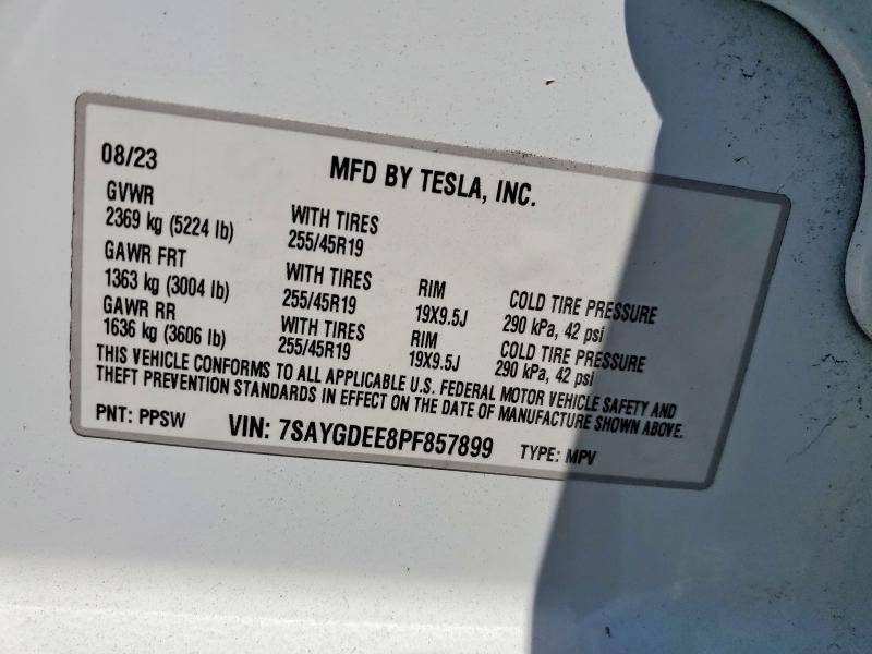 60033136 :رقم المزاد ، 7SAYGDEE8PF857899 vin ، 2023 Tesla Model Y مزاد بيع