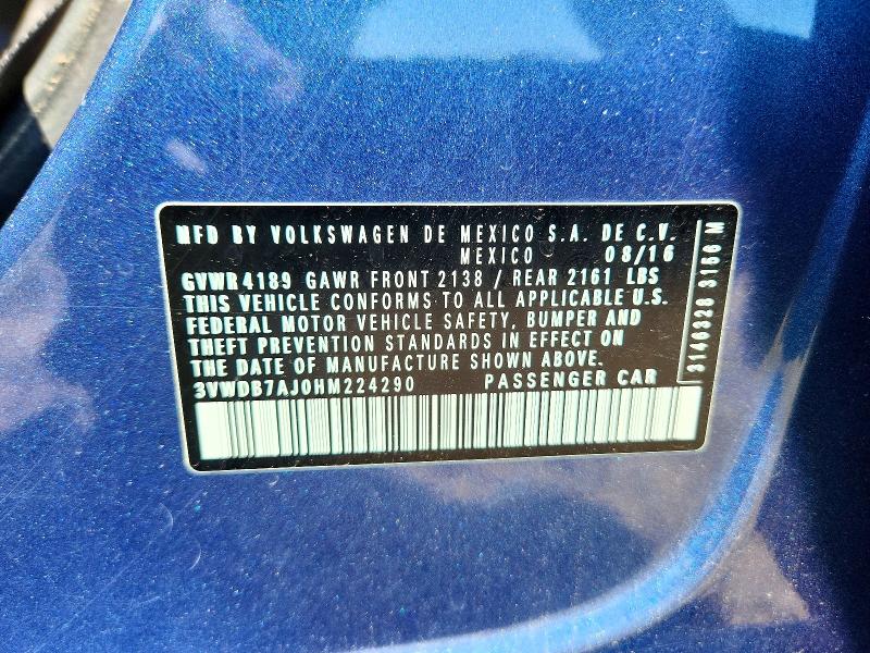 Aukcja sprzedaży 2017 Volkswagen Jetta, vin: 3VWDB7AJ0HM224290, numer aukcji: 59647256