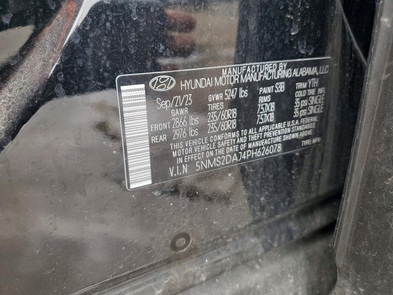 Продаж на аукціоні авто 2023 Hyundai Santa Fe 4, vin: 5NMS2DAJ4PH626078, номер лоту: 85461305