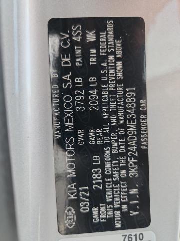 Aukcja sprzedaży 2021 Kia Forte, vin: 3KPF24AD9ME348891, numer aukcji: 59666296