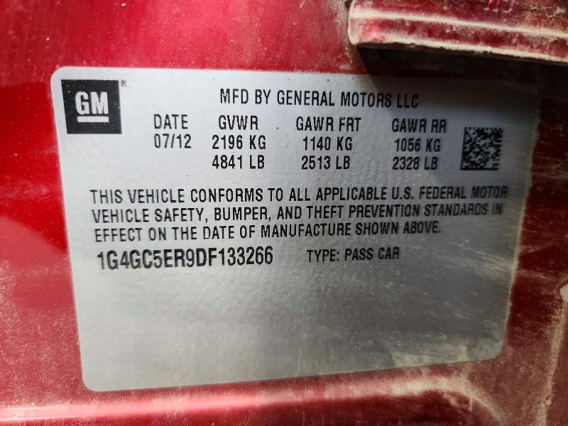 2013 Buick Lacrosse მანქანა იყიდება აუქციონზე, vin: 1G4GC5ER9DF133266, აუქციონის ნომერი: 59781286