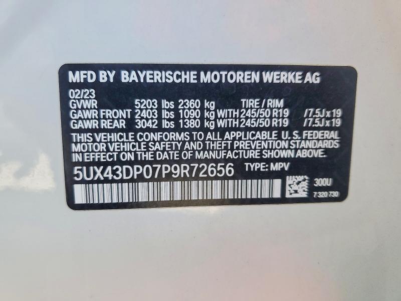 Продаж на аукціоні авто 2023 Bmw X3, vin: 5UX43DP07P9R72656, номер лоту: 61977186