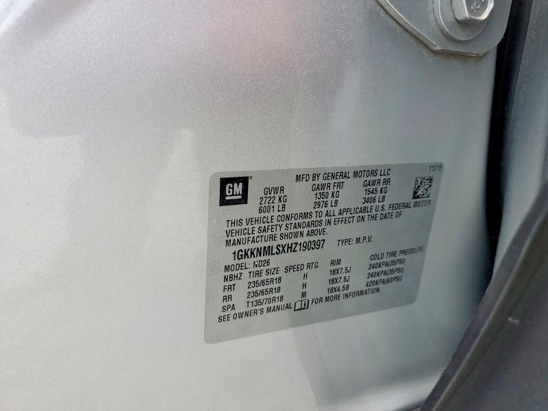 Продаж на аукціоні авто 2017 Gmc Acadia, vin: 1GKKNMLSXHZ190397, номер лоту: 60444366
