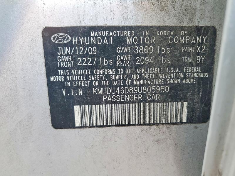 Продажа на аукционе авто 2009 Hyundai Elantra, vin: KMHDU46D89U805950, номер лота: 60931996