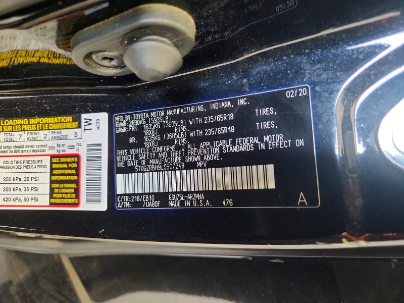 Продажа на аукционе авто 2020 Toyota Highlander, vin: 5TDGZRBH9LS507248, номер лота: 59728336