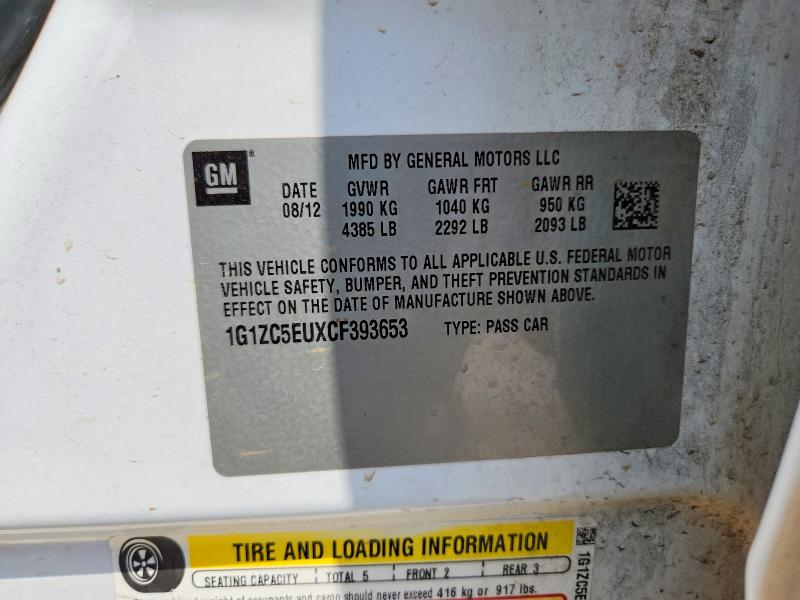 Продаж на аукціоні авто 2012 Chevrolet Malibu, vin: 1G1ZC5EUXCF393653, номер лоту: 60251336