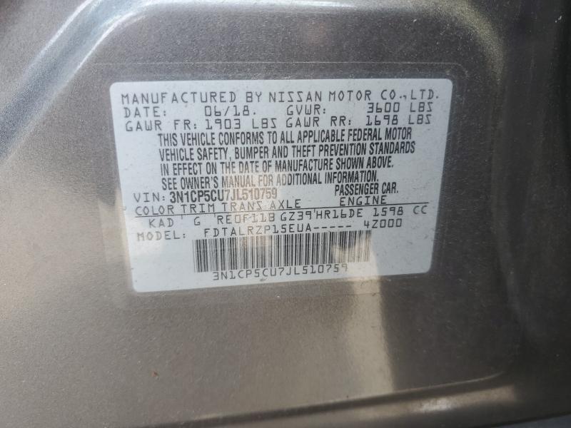 Aukcja sprzedaży 2018 Nissan Kicks, vin: 3N1CP5CU7JL510759, numer aukcji: 60253266