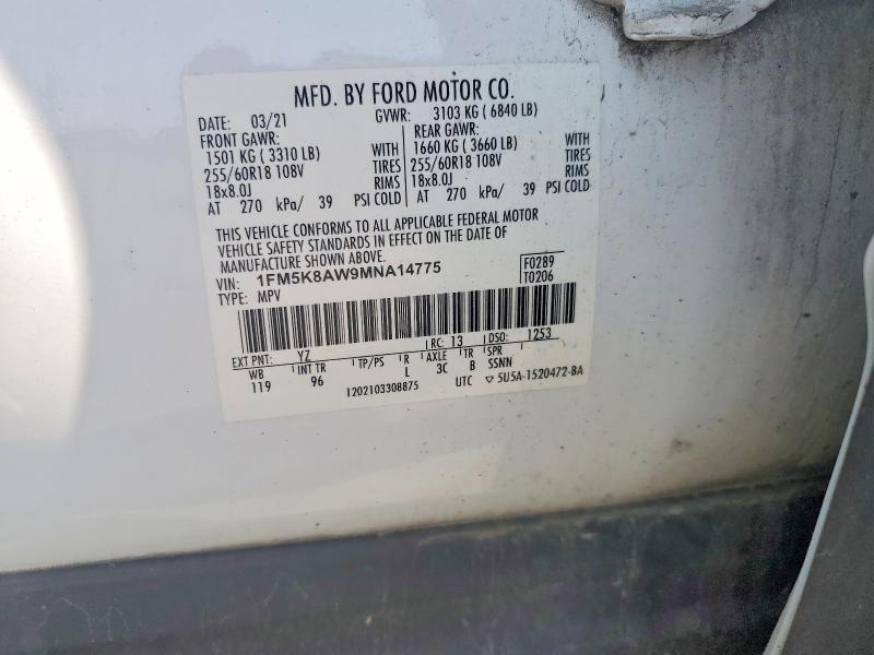 Продаж на аукціоні авто 2021 Ford Explorer, vin: 1FM5K8AW9MNA14775, номер лоту: 59265006