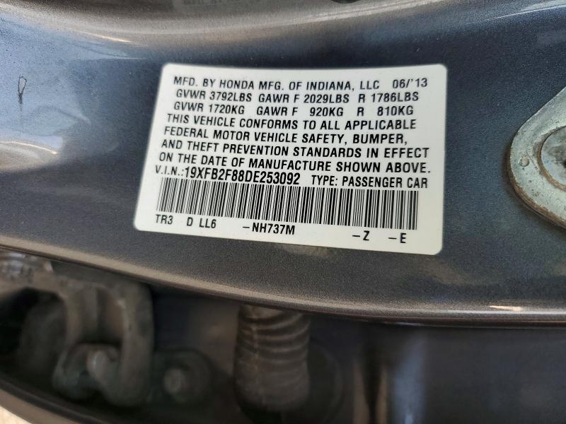 Aukcja sprzedaży 2013 Honda Civic, vin: 19XFB2F88DE253092, numer aukcji: 62389016