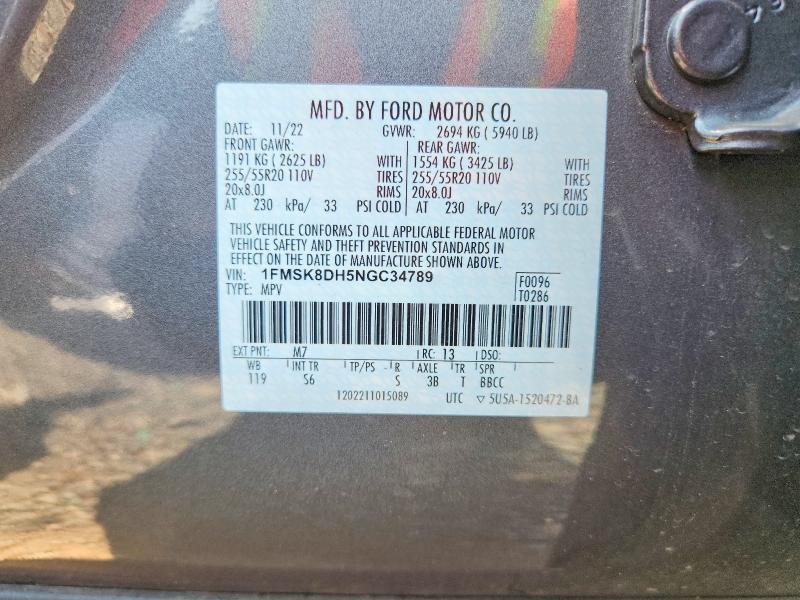 Продажа на аукционе авто 2022 Ford Explorer, vin: 1FMSK8DH5NGC34789, номер лота: 61874296