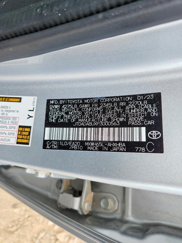 Aukcja sprzedaży 2023 Toyota Prius, vin: JTDADABUXP3000563, numer aukcji: 60627556
