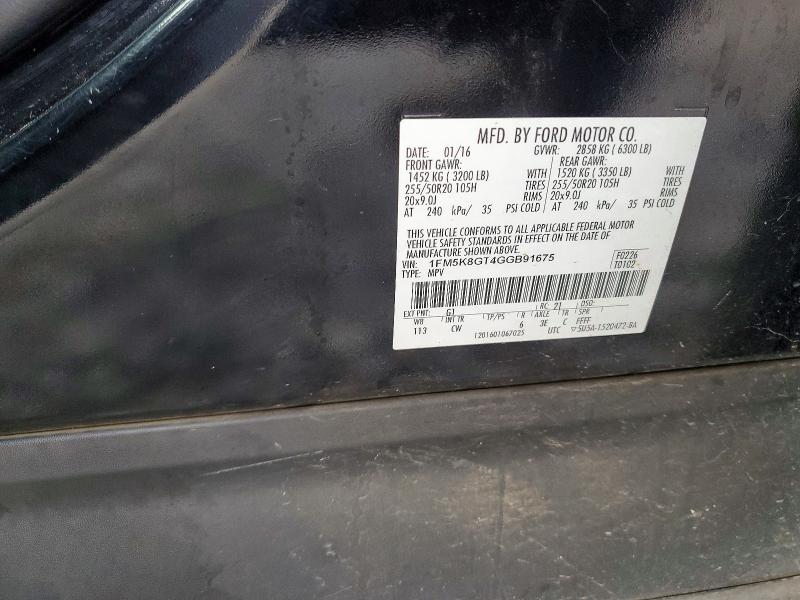 Aukcja sprzedaży 2016 Ford Explorer, vin: 1FM5K8GT4GGB91675, numer aukcji: 61013486