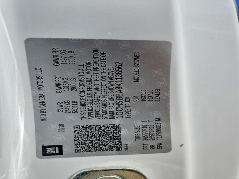 Aukcja sprzedaży 2019 Chevrolet Colorado, vin: 1GCHSBEA8K1136562, numer aukcji: 60627796