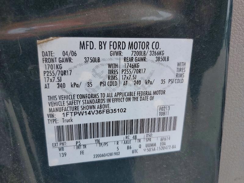 Продаж на аукціоні авто 2006 Ford F150, vin: 1FTPW14V36FB35102, номер лоту: 60787896