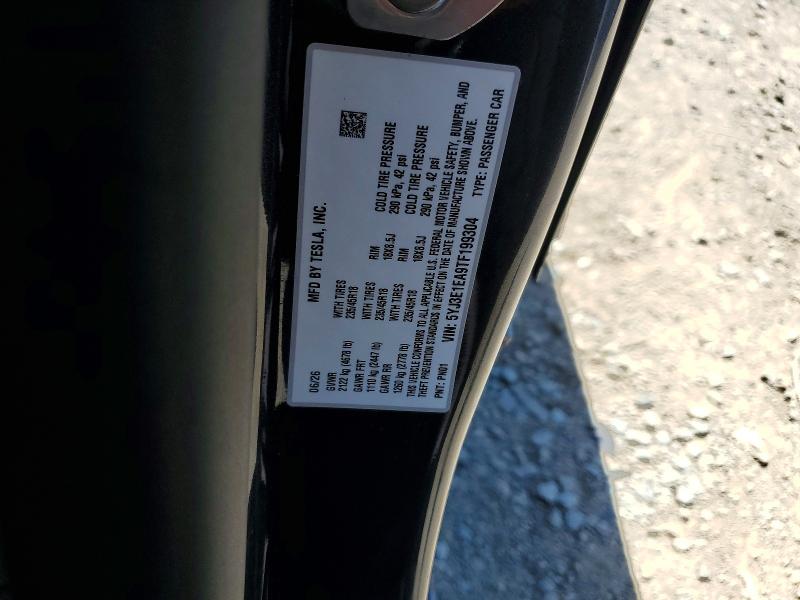 61914196 :رقم المزاد ، 5YJ3E1EA9TF199304 vin ، 2026 Tesla Model 3 مزاد بيع