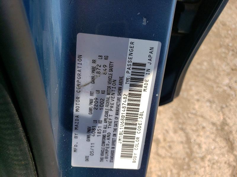 Продажа на аукционе авто 2011 Mazda 3, vin: JM1BL1U68B1487482, номер лота: 60375146