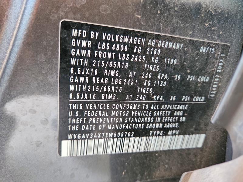 Продажа на аукционе авто 2014 Volkswagen Tiguan, vin: WVGAV3AX7EW509702, номер лота: 59251246