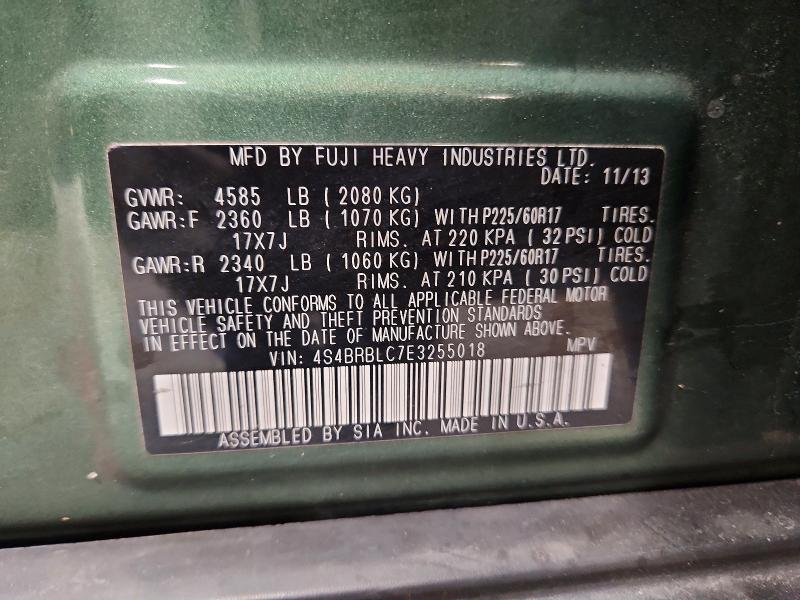 Aukcja sprzedaży 2014 Subaru Outback, vin: 4S4BRBLC7E3255018, numer aukcji: 58996176
