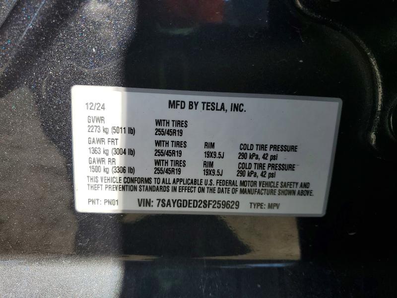Aukcja sprzedaży 2025 Tesla Model Y, vin: 7SAYGDED2SF259629, numer aukcji: 60015586
