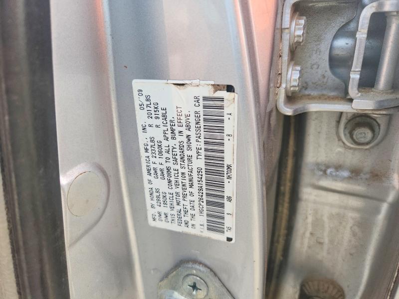 61193126 :رقم المزاد ، 1HGCP26429A154250 vin ، 2009 Honda Accord مزاد بيع