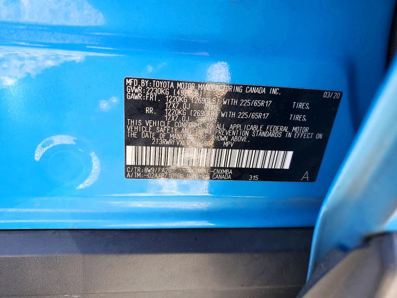 Aukcja sprzedaży 2020 Toyota Rav4 Hybrid, vin: 2T3RWRFVXLW086186, numer aukcji: 60670206
