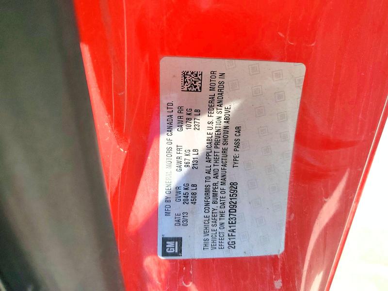 2013 Chevrolet Camaro მანქანა იყიდება აუქციონზე, vin: 2G1FA1E37D9215928, აუქციონის ნომერი: 59615376