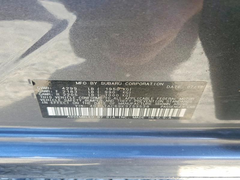 63337596 :رقم المزاد ، 4S3GTAC69K3753538 vin ، 2019 Subaru Impreza مزاد بيع
