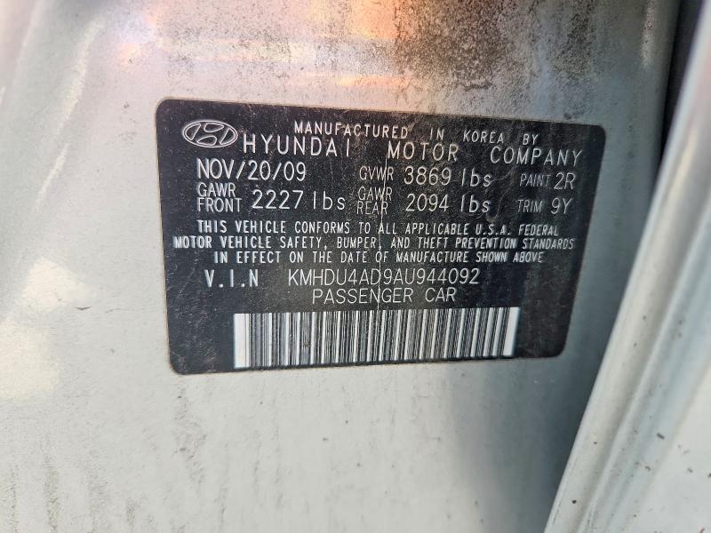 2010 Hyundai Elantra მანქანა იყიდება აუქციონზე, vin: KMHDU4AD9AU944092, აუქციონის ნომერი: 59804376