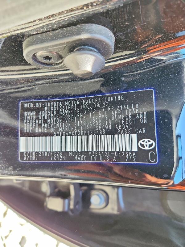 2024 Toyota Corolla მანქანა იყიდება აუქციონზე, vin: 5YFS4MCE3RP169489, აუქციონის ნომერი: 61932106