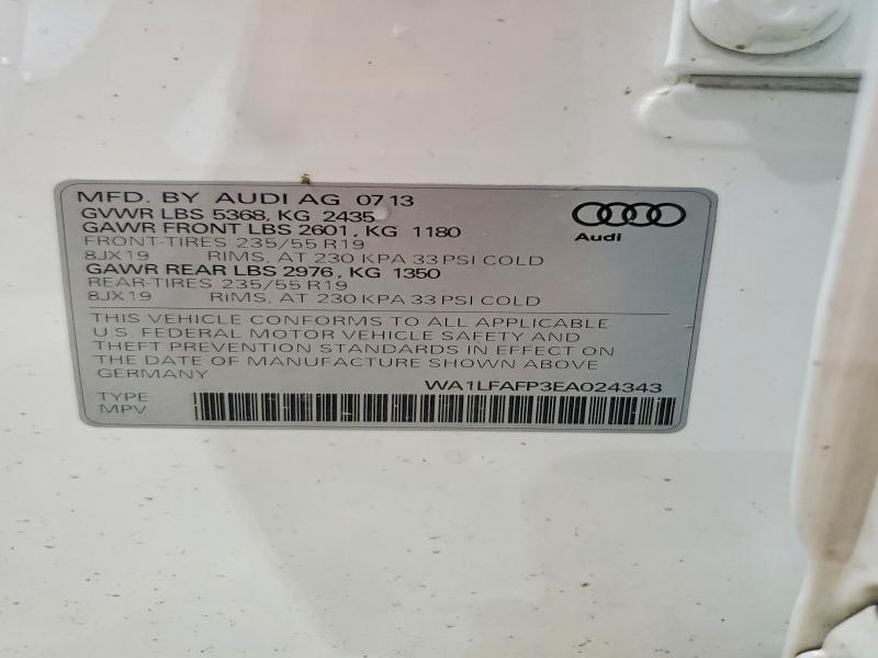 Продаж на аукціоні авто 2014 Audi Q5, vin: WA1LFAFP3EA024343, номер лоту: 60241826