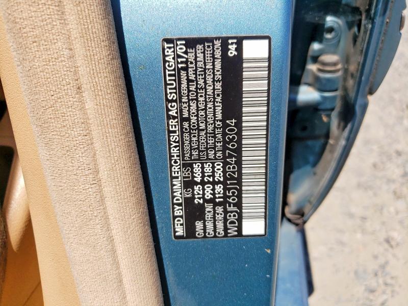 63252866 :رقم المزاد ، WDBJF65J12B476304 vin ، 2002 Mercedes-benz E مزاد بيع