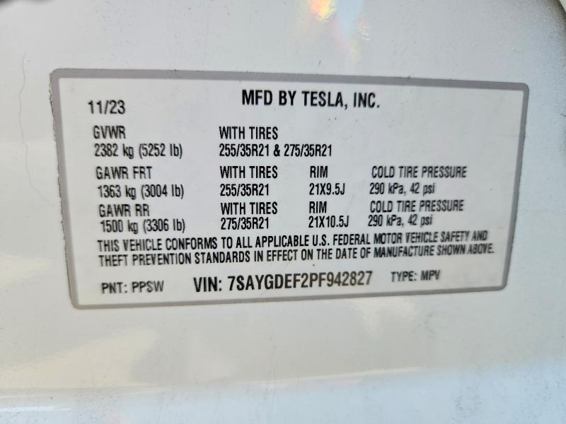 Aukcja sprzedaży 2023 Tesla Model Y, vin: 7SAYGDEF2PF942827, numer aukcji: 59323376